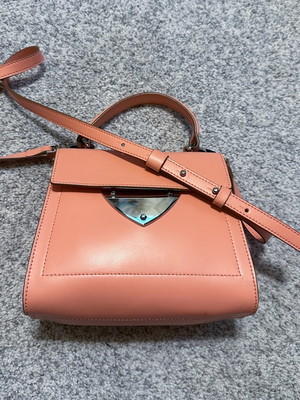Coccinelle B14 Mini Structured Peach Crossbody Bag with Top Handle